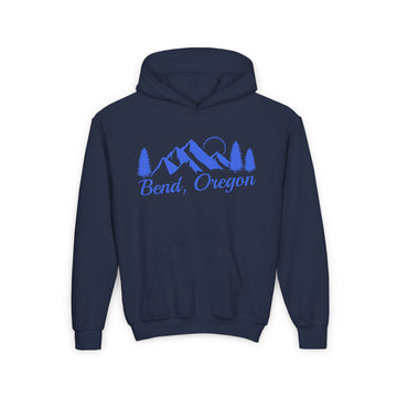 Buy navy Retro Bend, Oregon Youth Hoodie - Mountain Bend, Oregon Kids Sweatshirt, Cute Bend, Oregon Children's Pullover