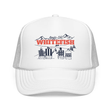 Buy white Whitefish, Montana Après-ski Trucker Hat — Foam Mesh Cap