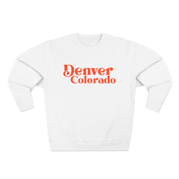 Buy white Denver Colorado Crewneck Sweatshirt — Retro Script City Pride