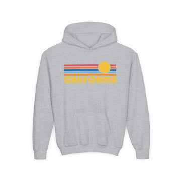 California Youth Hoodie, Retro Sunrise California Youth Sweatshirt - 0