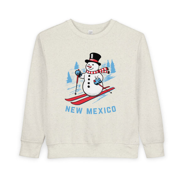New Mexico Toddler Sweatshirt - Skiing Snowman New Mexico Toddler Crewneck Sweatshirt