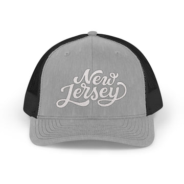 Buy heather-grey-black New Jersey Snapback Trucker Cap - Embroidered New Jersey Hat