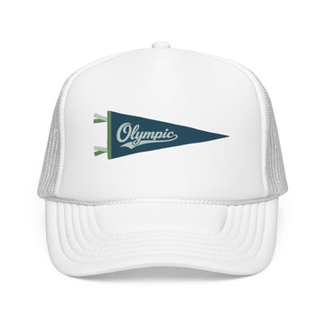 Buy white Olympic National Park Pennant Trucker Hat — Vintage Foam Mesh Cap