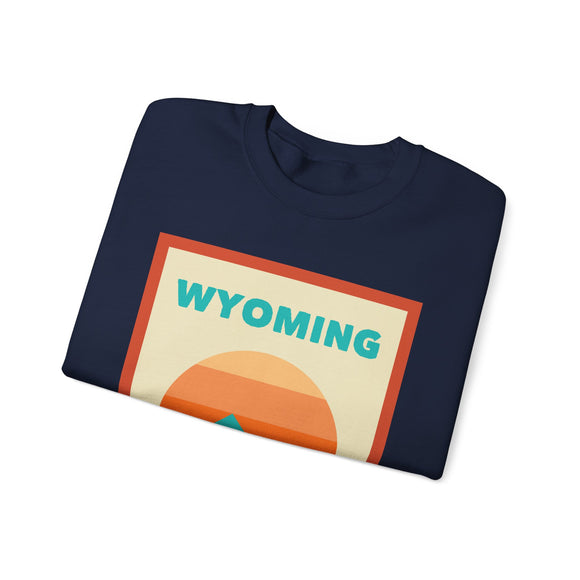 Retro Wyoming Sweatshirt, Mountain Sun Design, Unisex Crewneck, Gift for Outdoorsy Friends, Vintage Wyoming Jumper