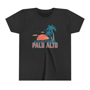 Buy dark-grey-heather Palo Alto, California Youth Shirt - Retro Palm Tree Palo Alto Kid's T-Shirt