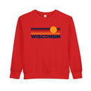 Wisconsin Toddler Sweatshirt - Retro Sun Wisconsin Toddler Crewneck Sweatshirt-5