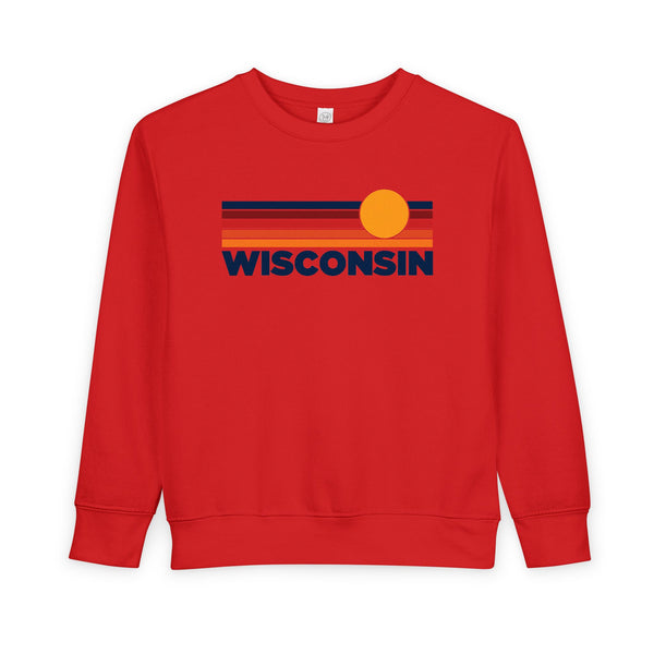 Wisconsin Toddler Sweatshirt - Retro Sun Wisconsin Toddler Crewneck Sweatshirt