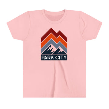 Buy pink Park City, Utah Youth Shirt - Retro Mountain Park City Kid's T-Shirt - Chevron Peaks