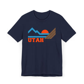 Buy navy Utah Retro Mountains Sunset T-Shirt | Vintage Utah Tee