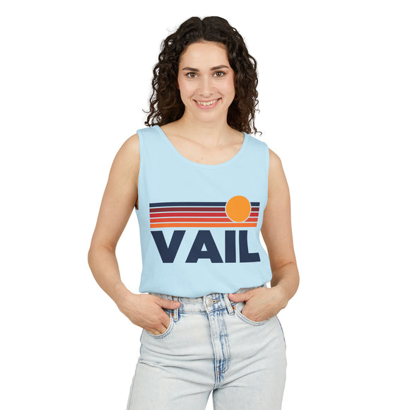 Vail, Colorado Retro Sunstripe Tank Top | Comfort Colors - 100% Cotton