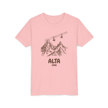 Buy pink Alta, Utah Youth T-Shirt — Vintage Gondola Ski Mountain Tee