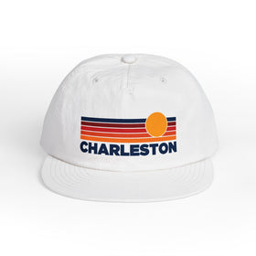 Charleston, South Carolina retro sunset Surf Cap | vintage striped sun state hat