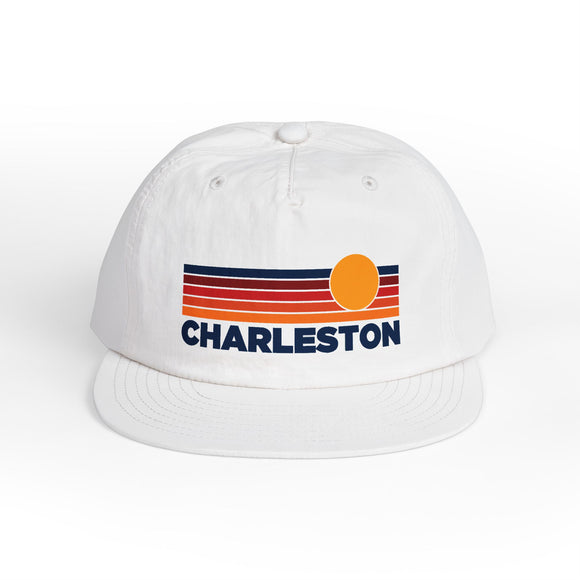 Charleston, South Carolina retro sunset Surf Cap | vintage striped sun state hat