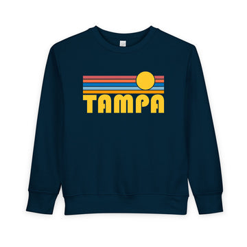 Buy navy Tampa, Florida Toddler Sweatshirt - Retro Sun Tampa Toddler Crewneck Sweatshirt