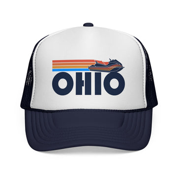 Buy dark-navy Ohio Retro PWC Boating Trucker Hat - Vintage Style Ohio Cap