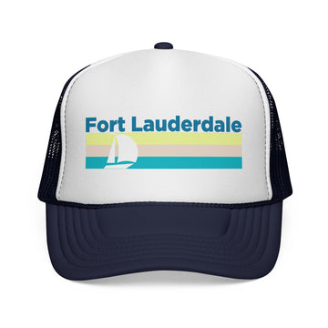 Fort Lauderdale, Florida Retro Sailboat Trucker Hat - 0