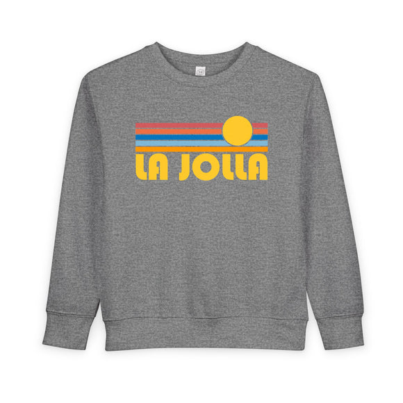 La Jolla, California Toddler Sweatshirt - Retro Sun La Jolla Toddler Crewneck Sweatshirt