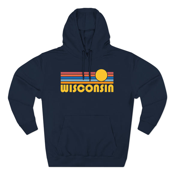 Premium Wisconsin Hoodie - Retro Sun Unisex Sweatshirt