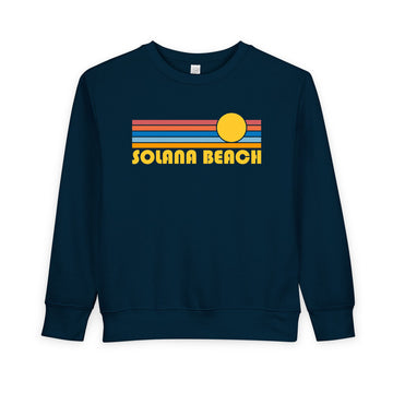 Buy navy Solana Beach, Florida Toddler Sweatshirt - Retro Sun Solana Beach Toddler Crewneck Sweatshirt