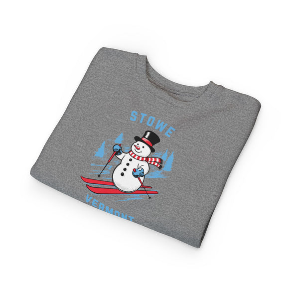 Stowe, Vermont Toddler Sweatshirt - Skiing Snowman Stowe Toddler Crewneck Sweatshirt