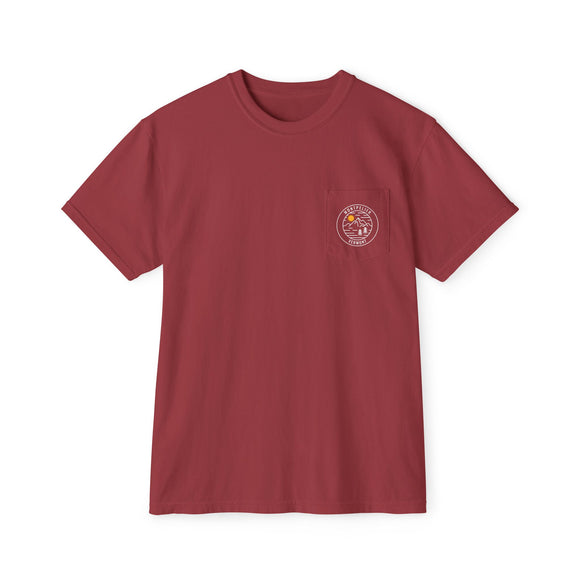 Montpelier, Vermont Pocket Tee Shirt, Garment-Dyed Shirt, Mountain Graphic Tee, Comfort Colors