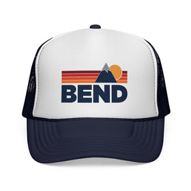 Buy dark-navy Bend, Oregon Retro Mountains Trucker Hat - Vintage Style Bend Cap