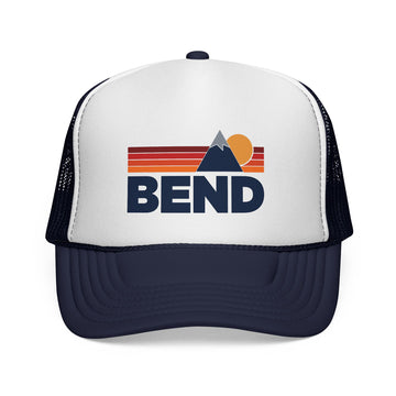 Buy dark-navy Bend, Oregon Retro Mountains Trucker Hat - Vintage Style Bend Cap
