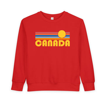Buy red Canada Toddler Sweatshirt - Retro Sun Canada Toddler Crewneck Sweatshirt
