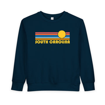 Buy navy South Carolina Toddler Sweatshirt - Retro Sun South Carolina Toddler Crewneck Sweatshirt
