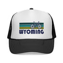 Wyoming Retro Bike Trucker Hat - Vintage Style Wyoming Cap-1