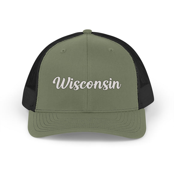Wisconsin Snapback Trucker Cap - Embroidered Wisconsin Hat