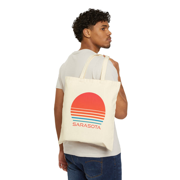 Sarasota, Florida Retro 80s Cotton Canvas Sarasota Tote Bag