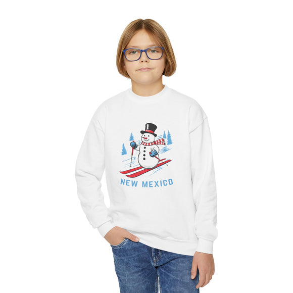 New Mexico Youth Crewneck Sweatshirt - Ski Snowman Unisex Kid's New Mexico Sweatshirt