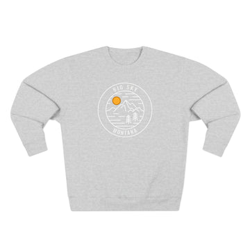 Buy heather-grey Premium Big Sky, Montana Sweatshirt - Retro Unisex Sweatshirt