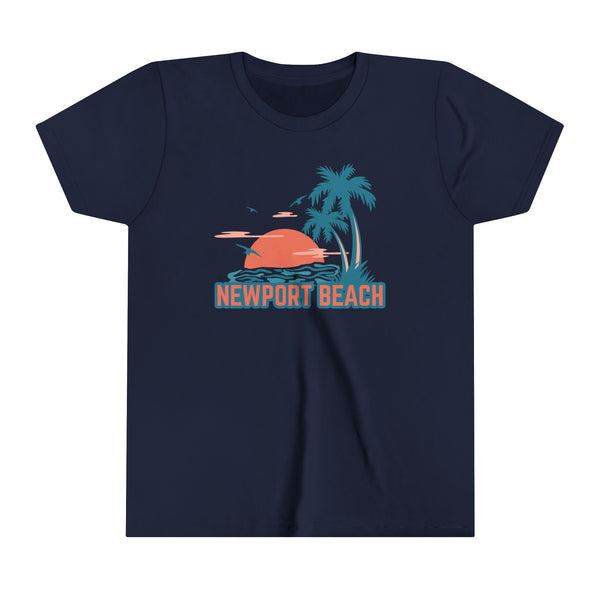 Newport Beach, California Youth Shirt - Retro Palm Tree Newport Beach Kid's T-Shirt