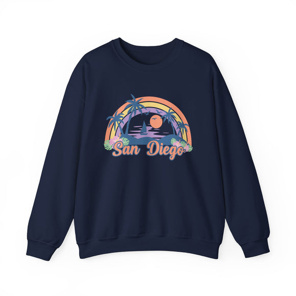 San Diego, California Sweatshirt - Unisex Retro Beach Crewneck San Diego Sweatshirt