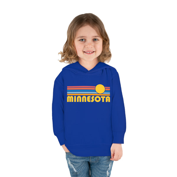 Minnesota Toddler Hoodie - Retro Sunrise Unisex Minnesota Toddler Sweatshirt