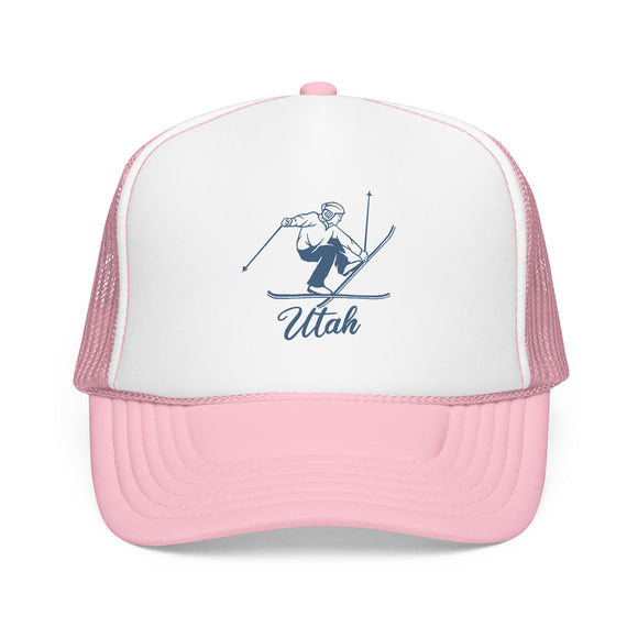 Utah Snow Ski Trucker Hat — Retro Skier Foam Cap
