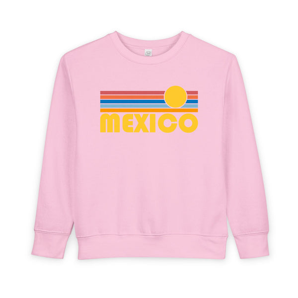 Mexico Toddler Sweatshirt - Retro Sun Mexico Toddler Crewneck Sweatshirt