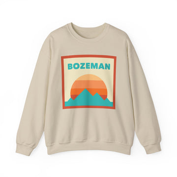 Buy sand Retro Bozeman, Montana Sweatshirt, Mountain Sun Design, Unisex Crewneck, Gift for Outdoorsy Friends, Vintage Bozeman, Montana Jumper