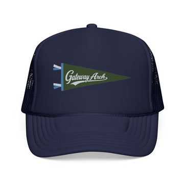 Gateway Arch National Park Pennant Trucker Hat — Vintage Foam Mesh Cap - 0