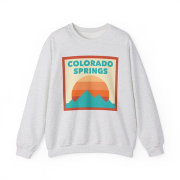 Retro Colorado Springs, Colorado Sweatshirt, Mountain Sun Design, Unisex Crewneck, Gift for Outdoorsy Friends, Vintage Jumper - 0