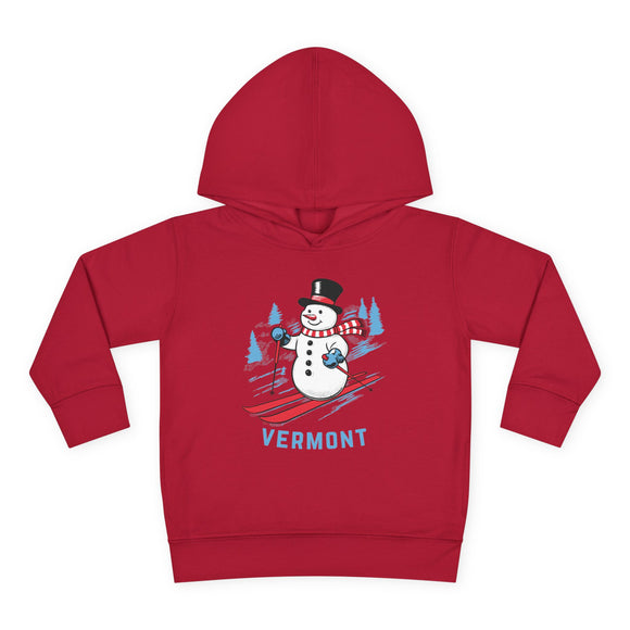 Vermont Toddler Hoodie - Unisex Skiing Snowman Vermont Sweatshirt