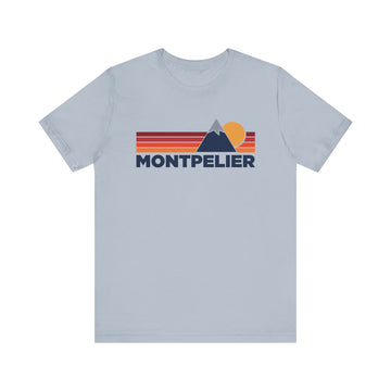 Buy light-blue Retro Montpelier, Vermont T-shirt, Mountain Tee, Vintage Montpelier Unisex Jersey Shirt, Outdoor Hiking Apparel
