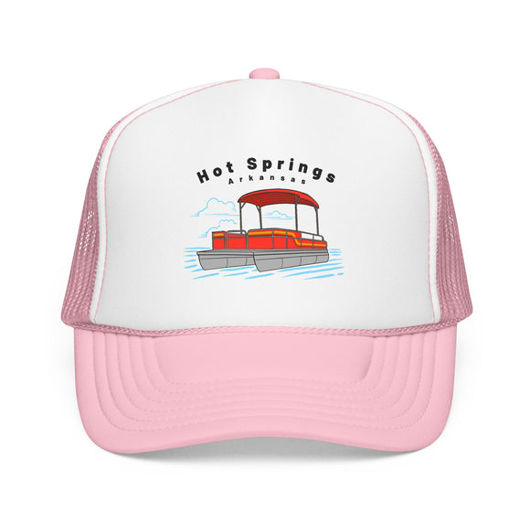 Hot Springs, Arkansas Trucker Hat - Pontoon Boat