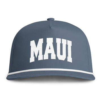 Maui, Hawaii Embroidered Rope Hat - Vintage Sunwashed Rope Cap, Comfort Colors