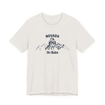 Buy vintage-white Nevada Ski Babe T‑Shirt - Retro Skiing Graphic Tee