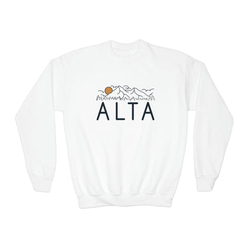 Alta, Utah Youth Sweatshirt - Unisex Kid's Alta Crewneck Sweatshirt - 0