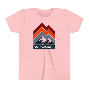 Buy pink Snowmass, Colorado Youth Shirt - Retro Mountain Snowmass Kid's T-Shirt - Chevron Peaks