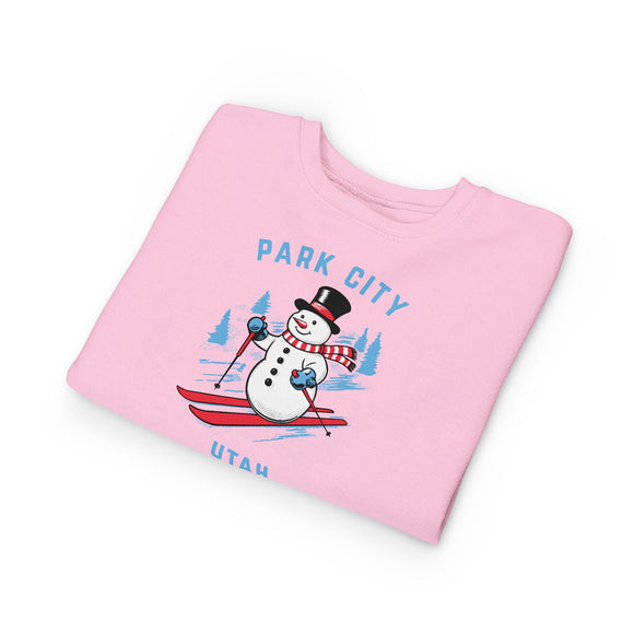 Park City, Utah Toddler Sweatshirt - Skiing Snowman Park City Toddler Crewneck Sweatshirt